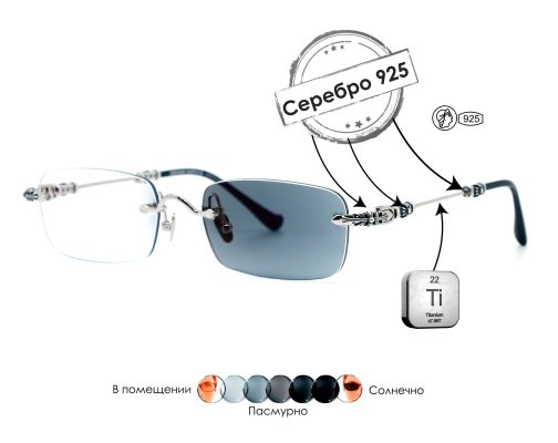 Очки Chrome Hearts Pills III из серебра 925 пробы 3487