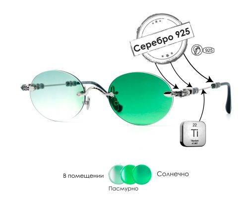 Очки Chrome Hearts Pills 2 из серебра 925 пробы 3499